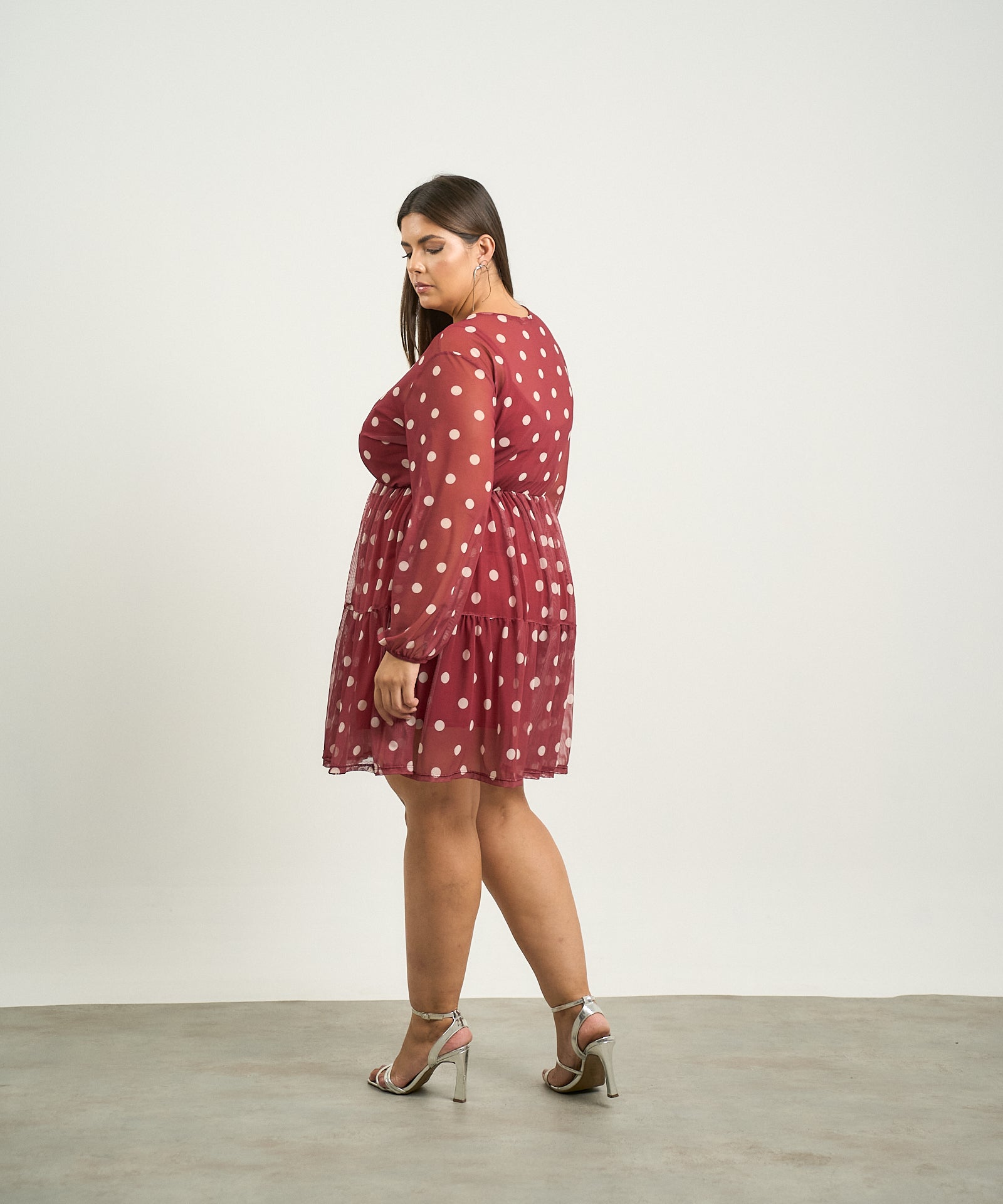 Vestido Tuly poá Vinho