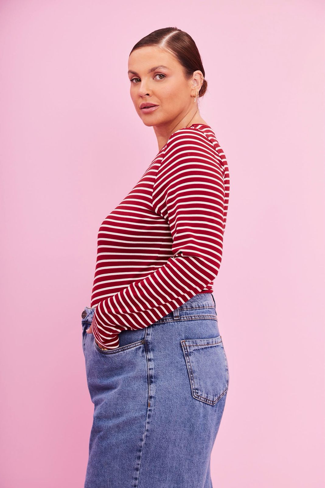 Blusa Listrada Confy Vermelha