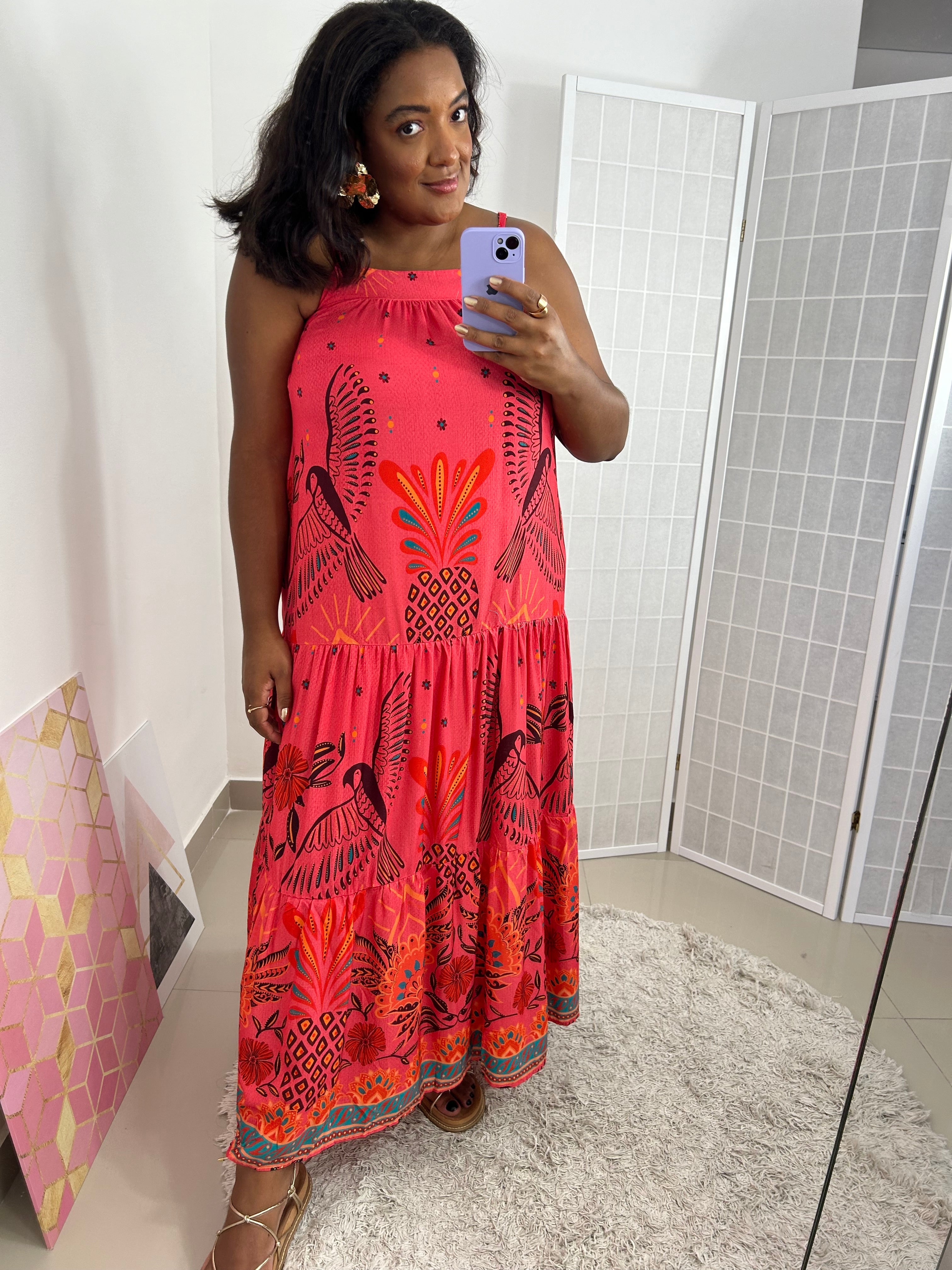 Vestido Pássaros Rosa - Ma Tonin Store