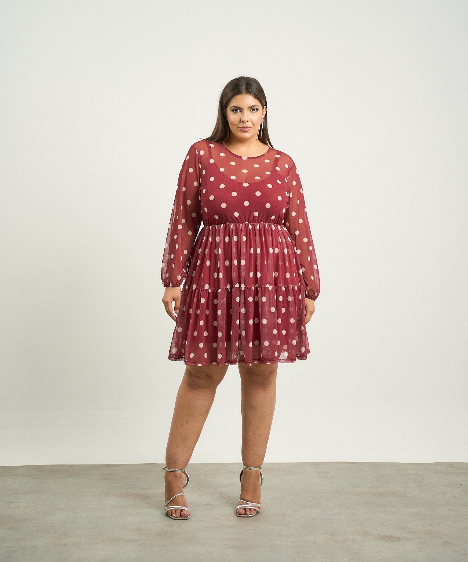 Vestido Tuly poá Vinho