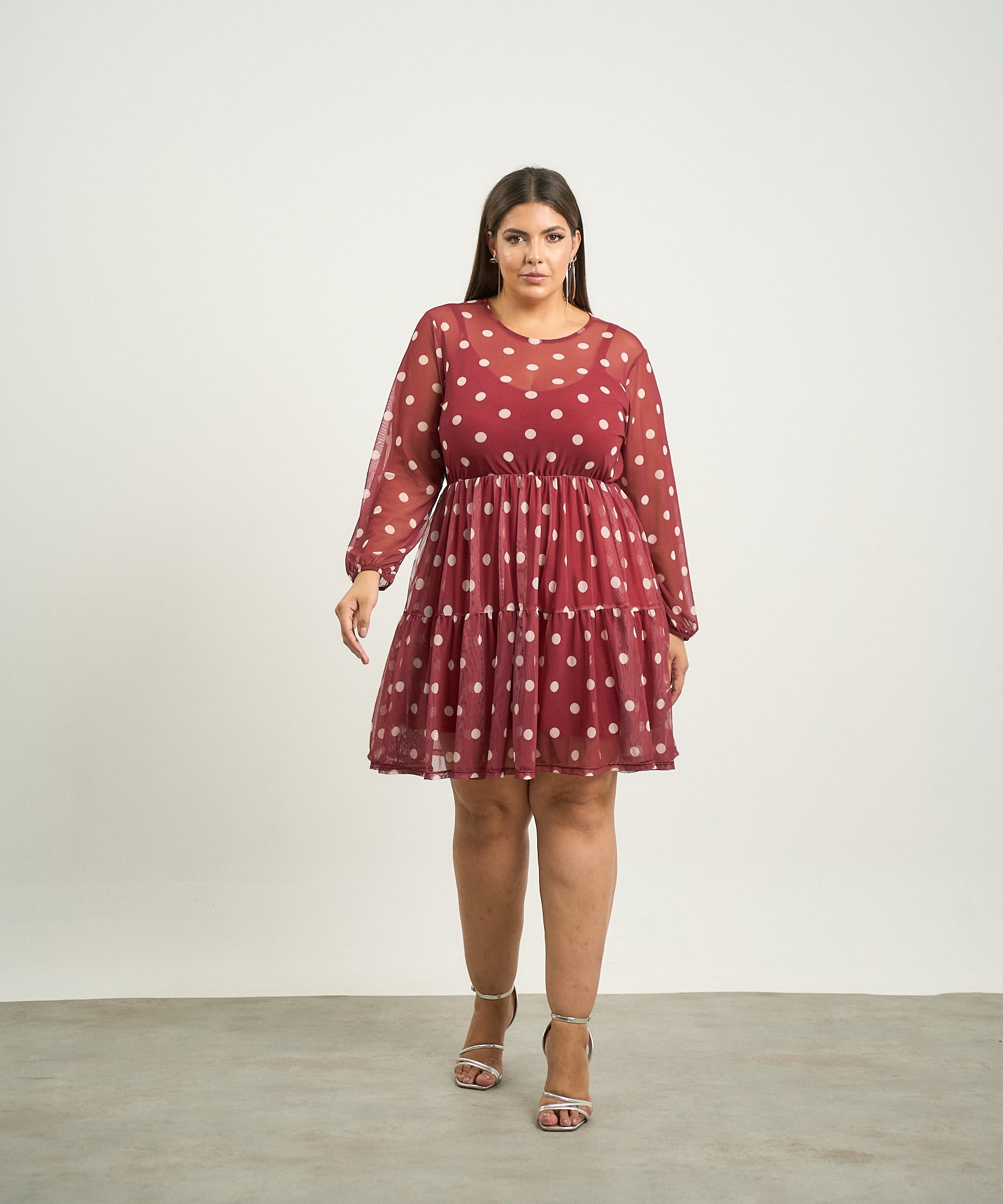 Vestido Tuly poá Vinho