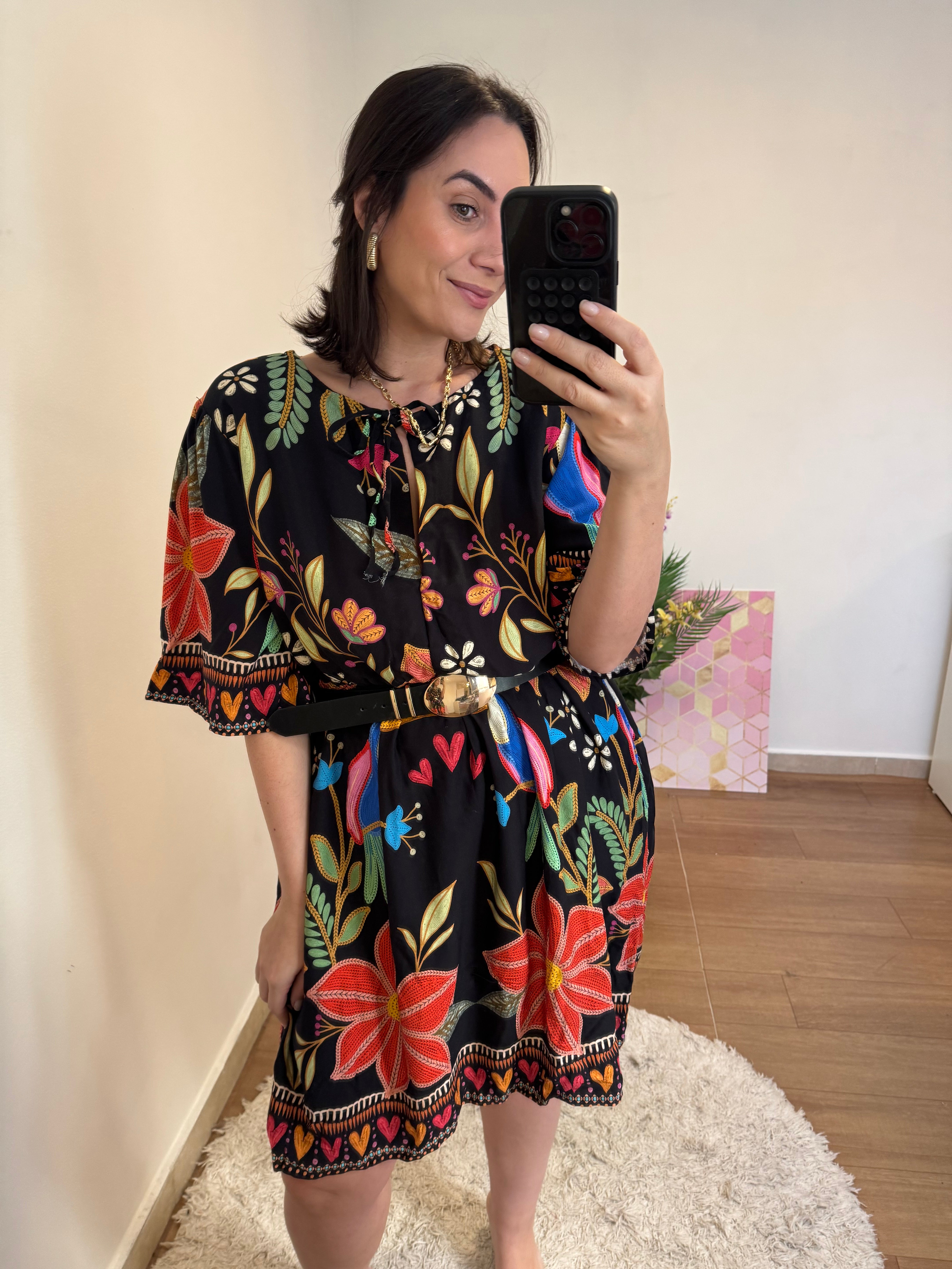Vestido Flores e Pássaros