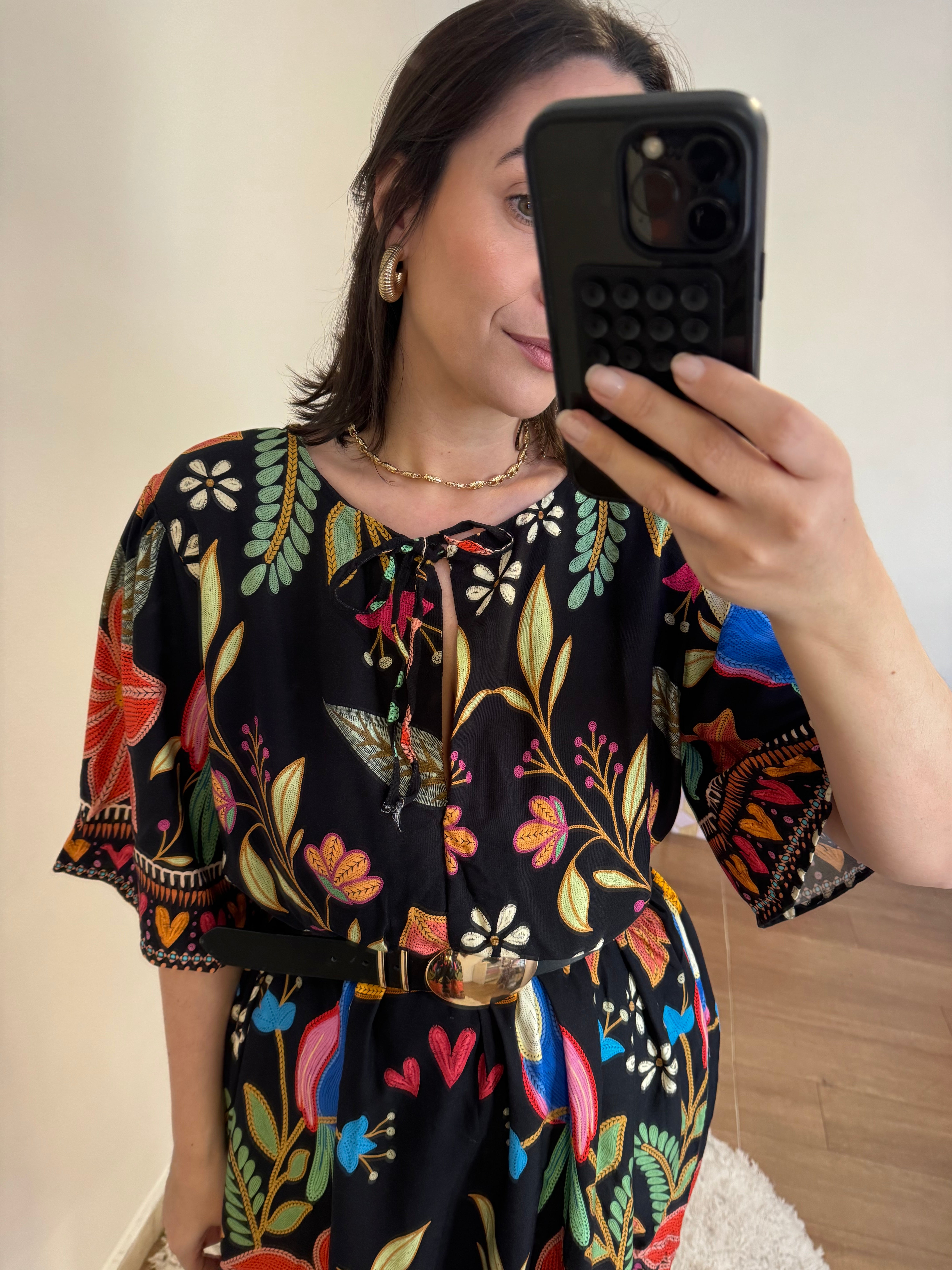 Vestido Flores e Pássaros