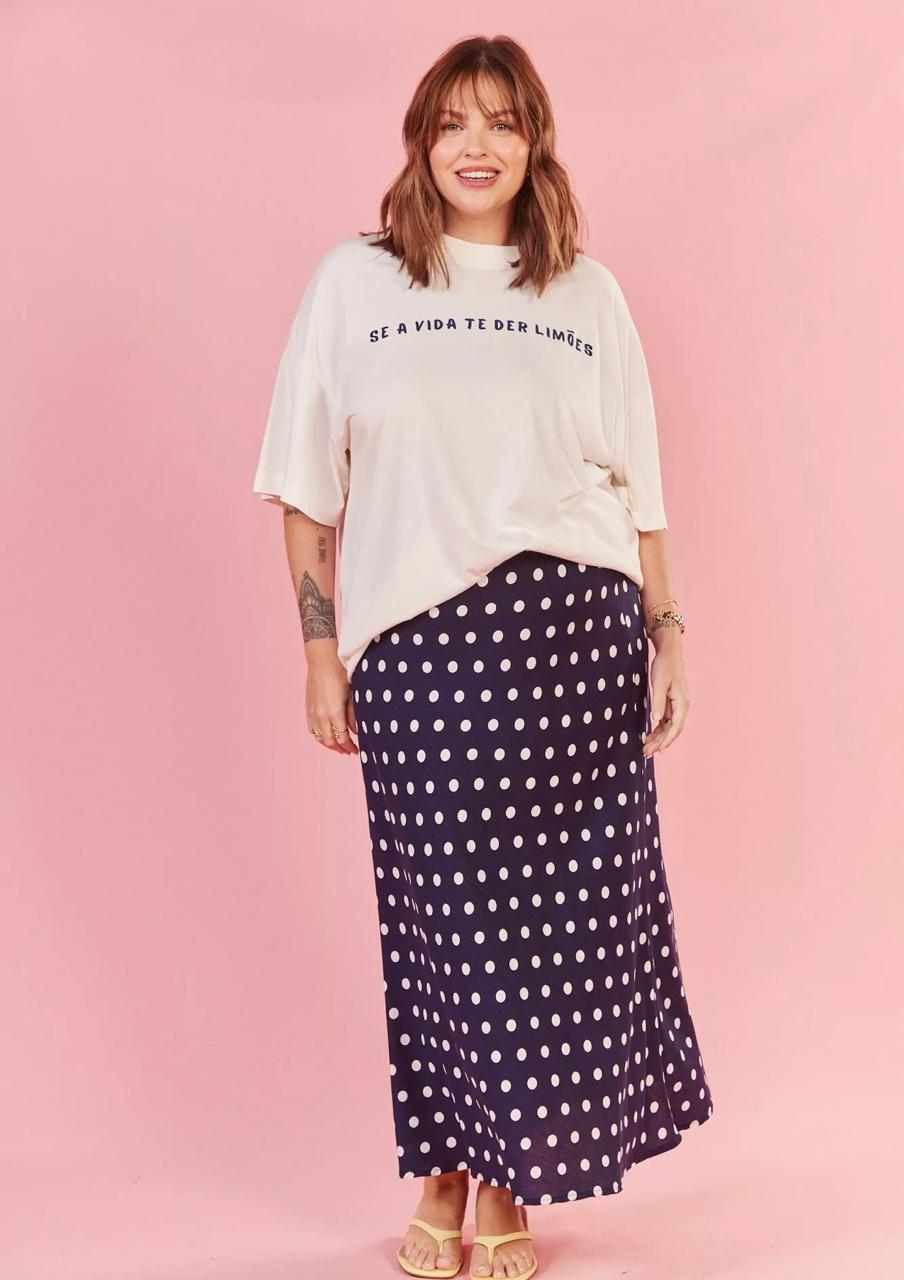 Saia Midi Gabi Fundo Azul