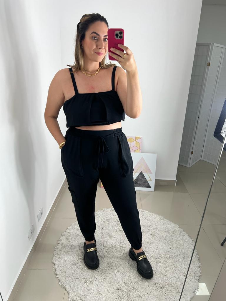 Cropped flow preto - Ma Tonin Store