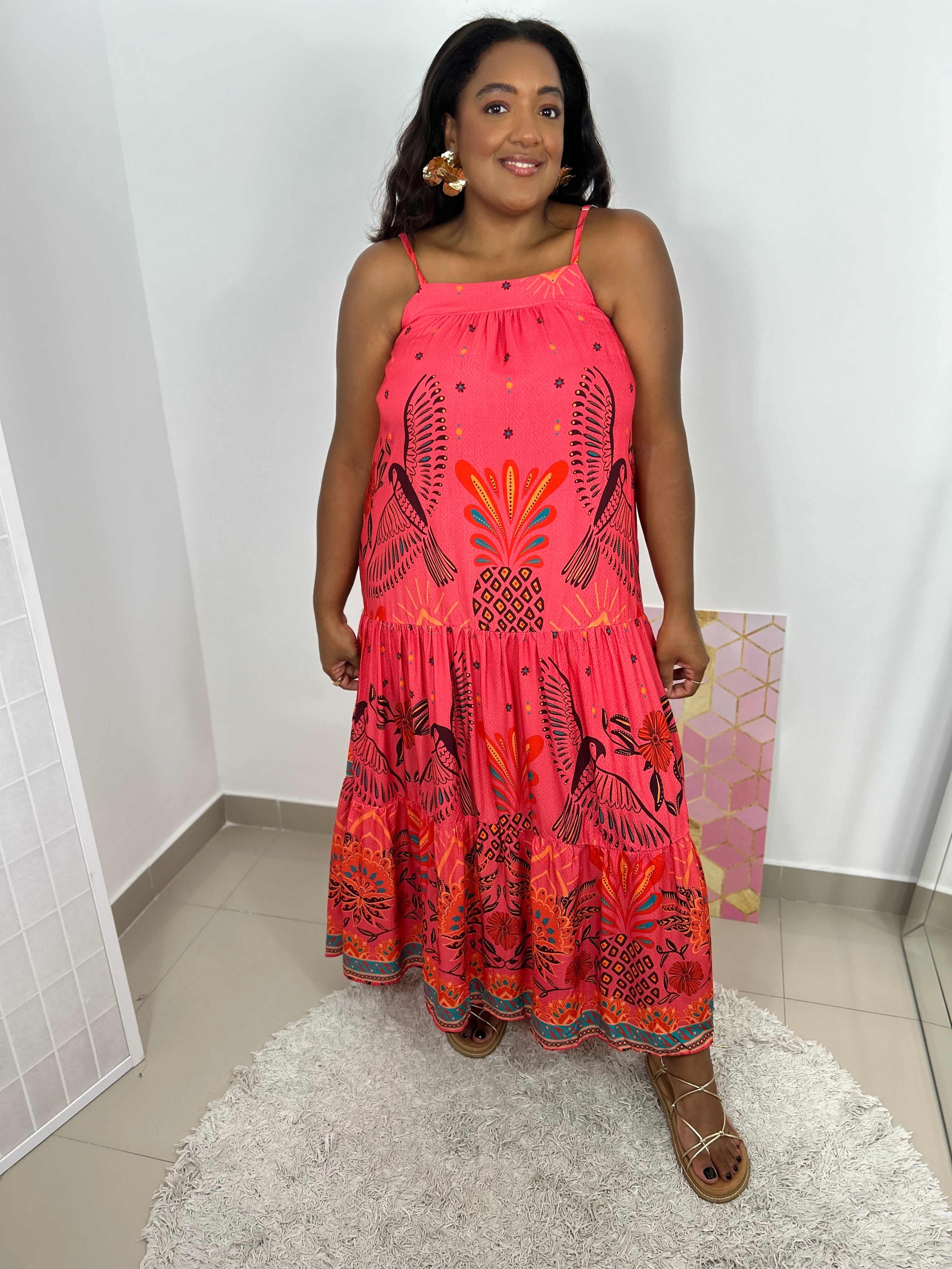 Vestido Pássaros Rosa - Ma Tonin Store